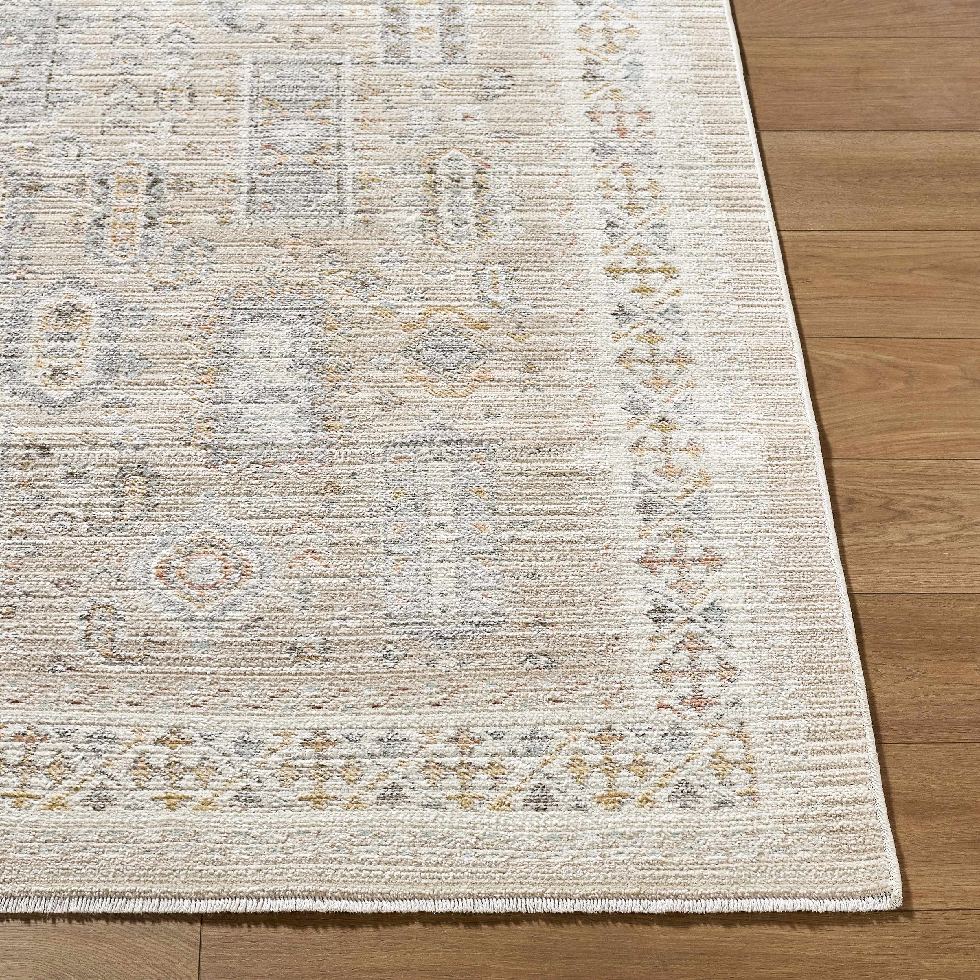 Fugia Beige Persian Machine Woven Polypropylene Washable Area Rug