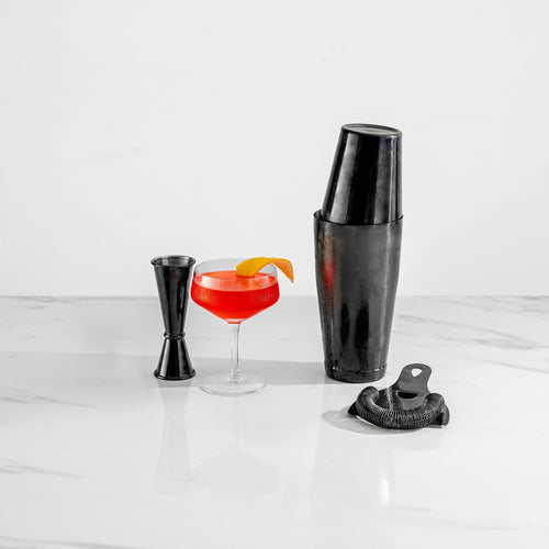 4-Piece Cocktail Shaker Set - Black