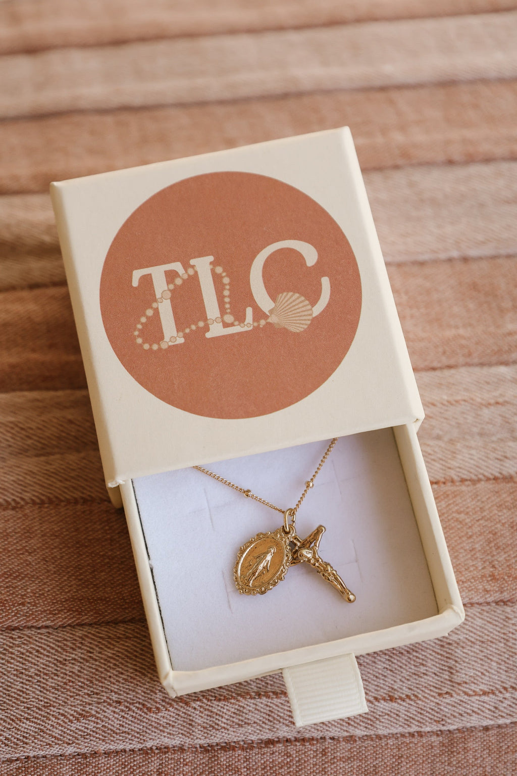 Intricate Miraculous Medal and Crucifix Necklace