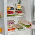 Container Culture 12-Piece Airtight Glass Food Storage Containers with Lids, 6 x 17.6oz - Cashew Cream