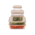 Container Culture 6-Piece Airtight Glass Food Storage Containers with Lids, 3 x 17.6oz - Cashew Cream