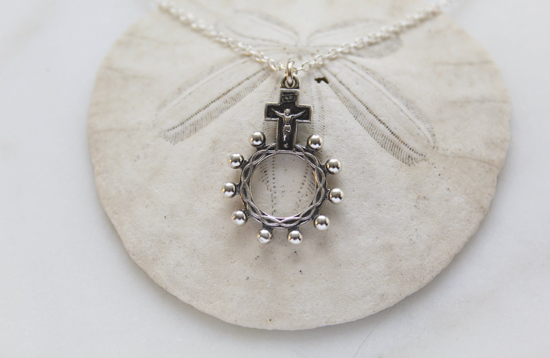 Rosary Bead necklace in 925 Sterling Silver