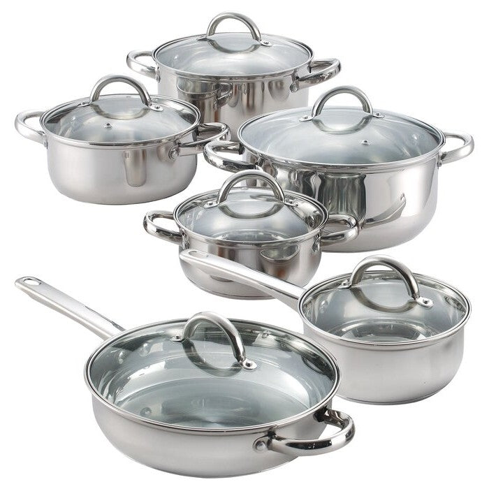 HomePacific 12 Piece Cool Touch Stainless Steel Cookware Set