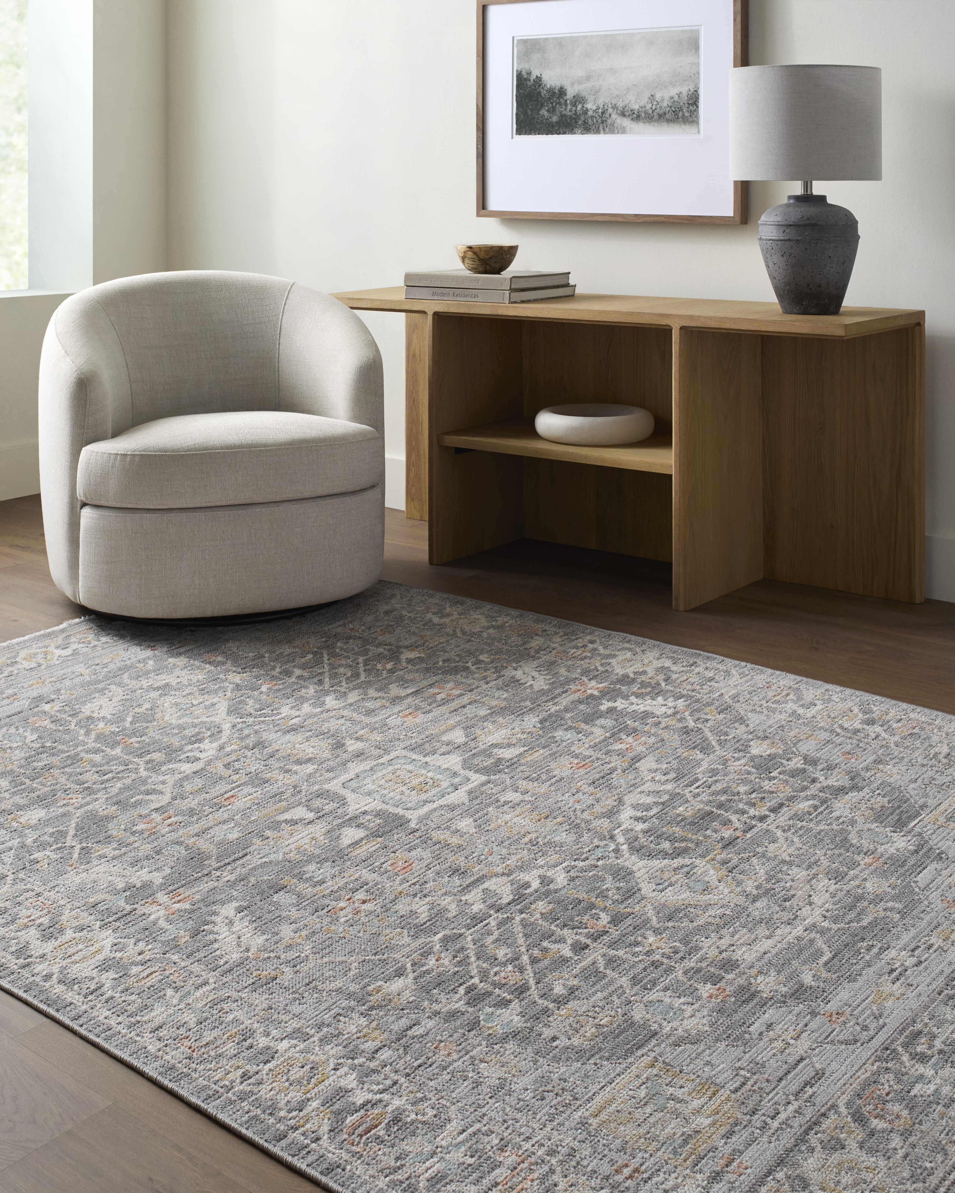Xiye Silver Medallion Machine Woven Polypropylene Washable Area Rug