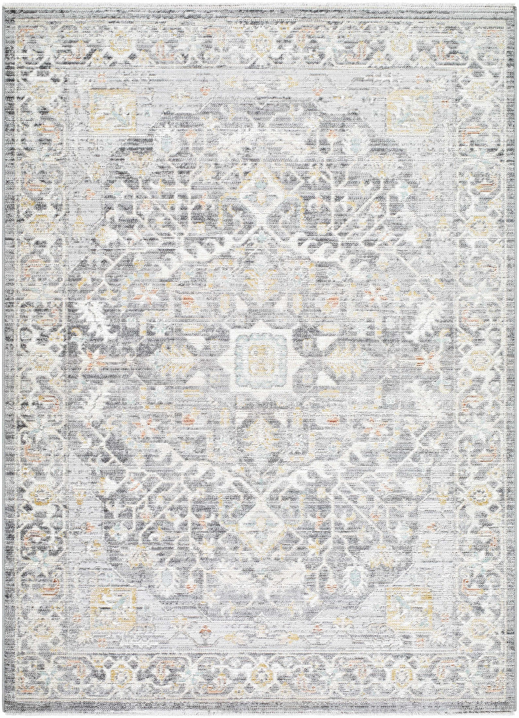 Xiye Silver Medallion Machine Woven Polypropylene Washable Area Rug