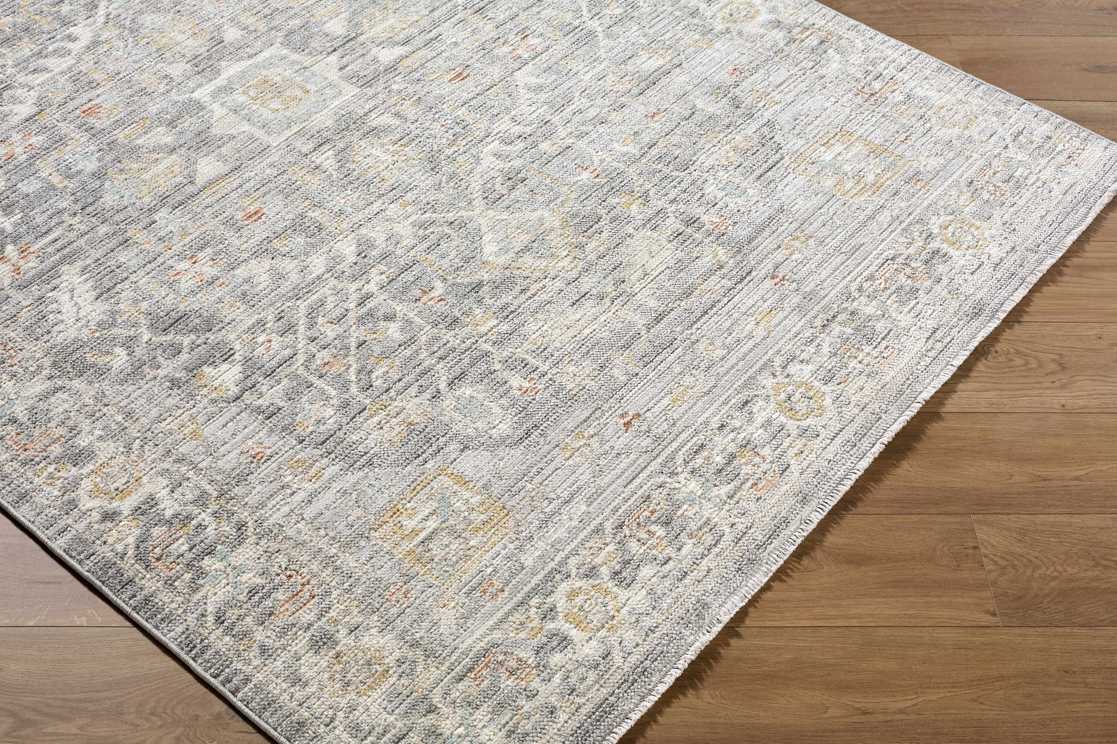 Xiye Silver Medallion Machine Woven Polypropylene Washable Area Rug