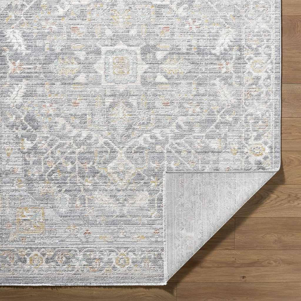 Xiye Silver Medallion Machine Woven Polypropylene Washable Area Rug