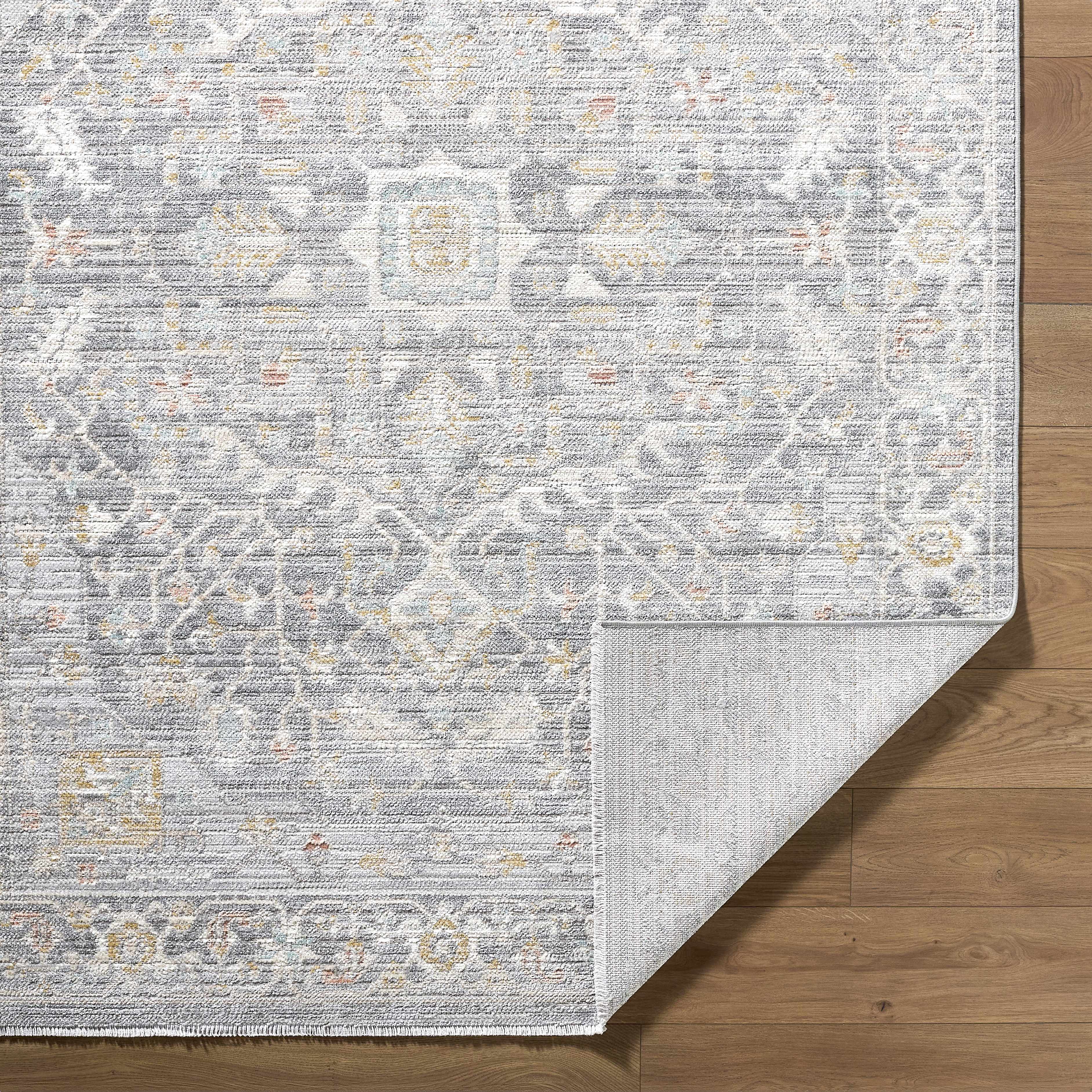 Xiye Silver Medallion Machine Woven Polypropylene Washable Area Rug