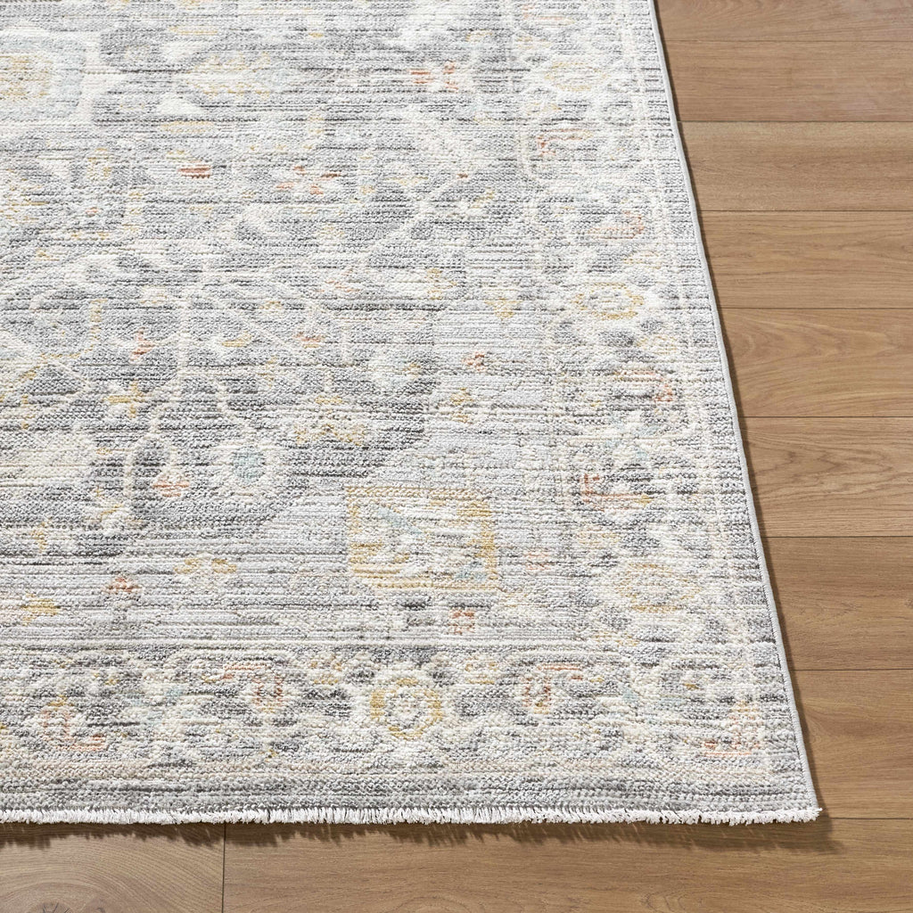 Xiye Silver Medallion Machine Woven Polypropylene Washable Area Rug