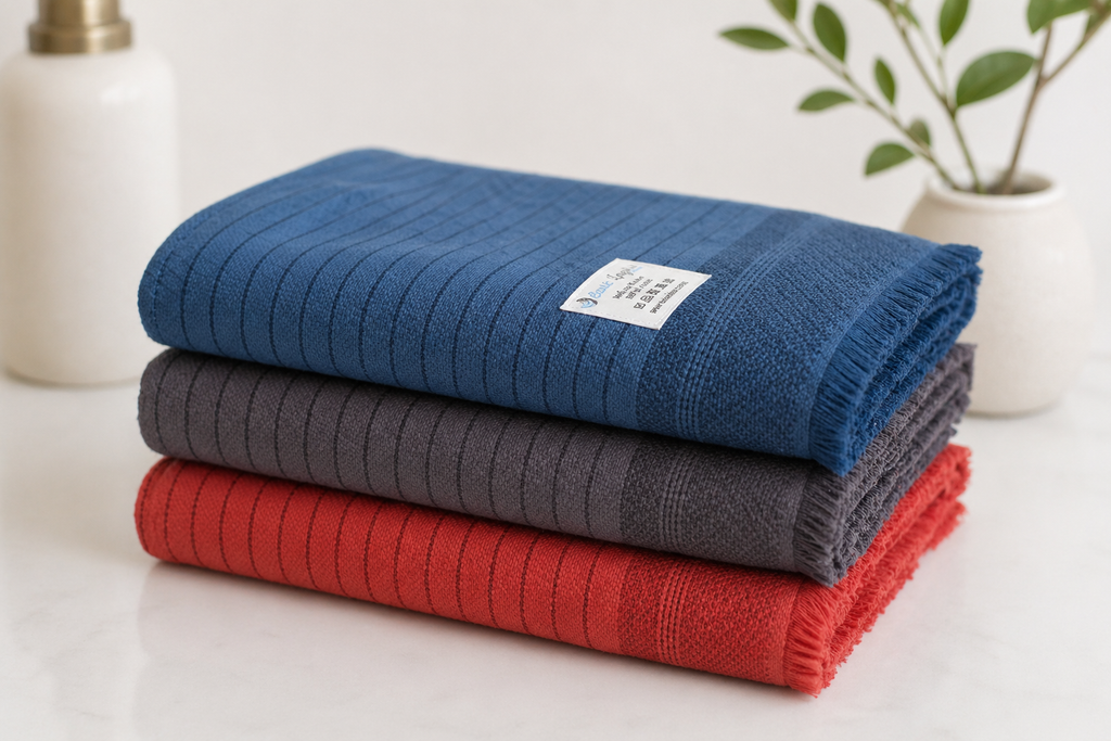 Del Mar Red Turkish Terry Towel Set – 2-in-1 Quick Dry & Plush Bath Towels, Luxury Turkish Cotton Spa & Beach Towels