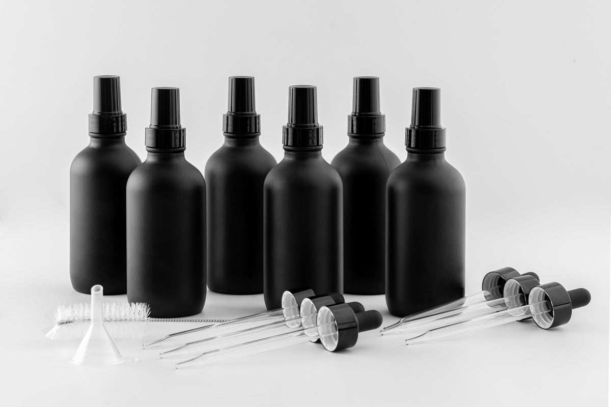 Atomizer & Eye Dropper Bottle Set - Black