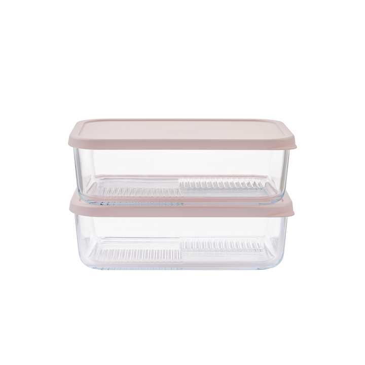 Container Culture 4-Piece Airtight Glass Food Storage Containers with Lids, 2 x 57.5oz - Berry Blush