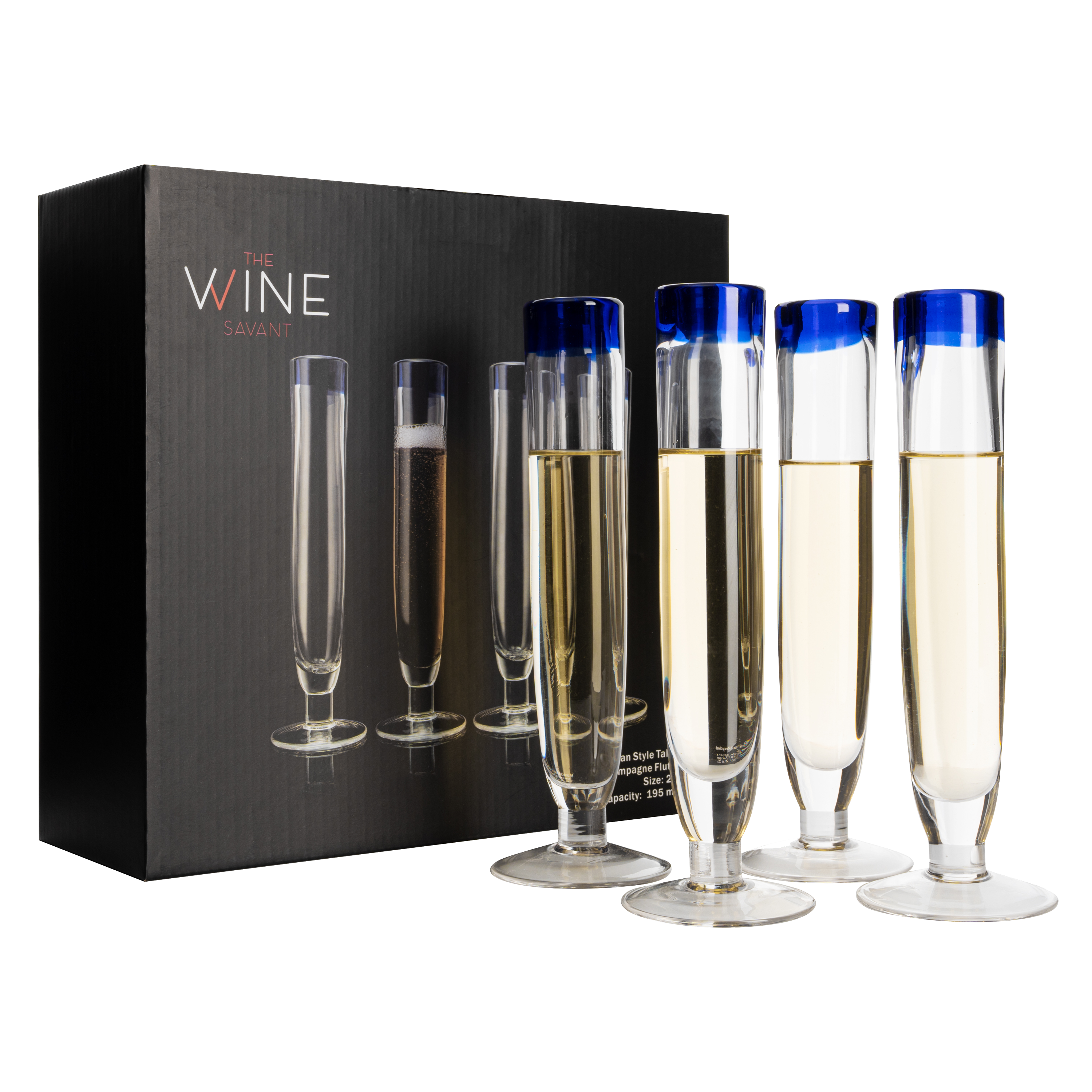 Tall Recycled Champagne Flutes - Set of 4