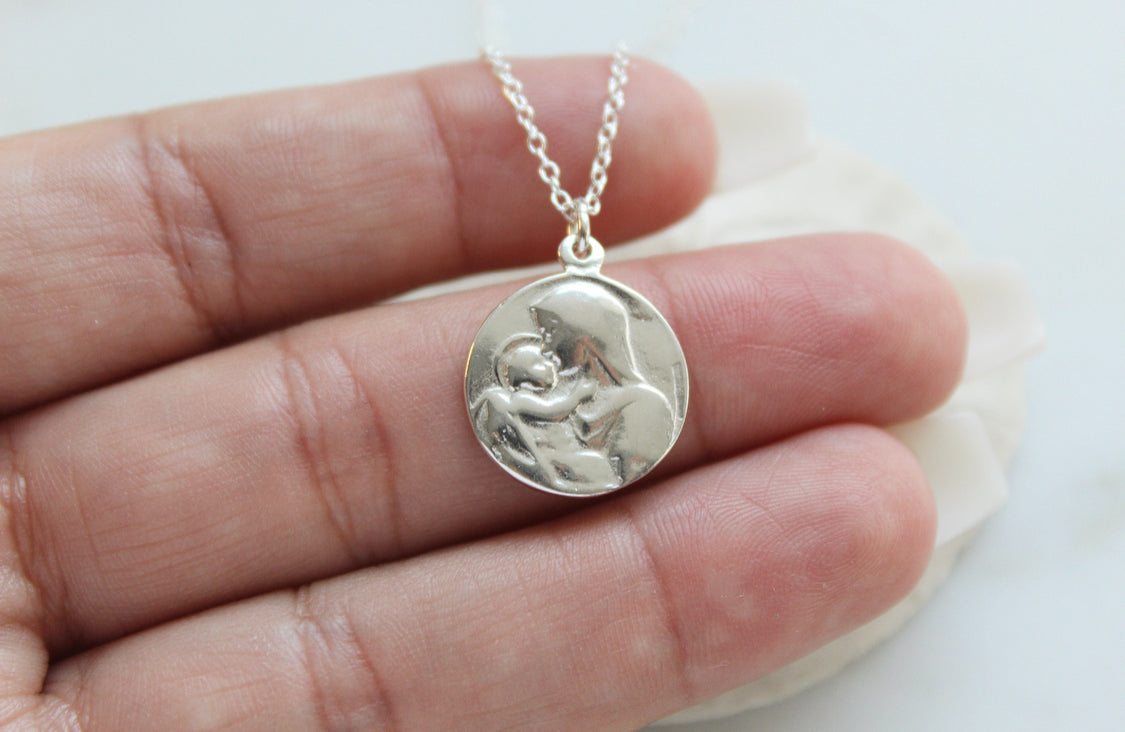 Jesus and Mary Necklace in Sterling Silver
