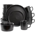 Elama Luxmatte Black 16 Piece Dinnerware Set
