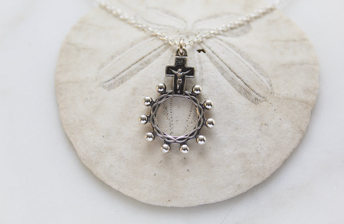 Rosary Bead necklace in 925 Sterling Silver