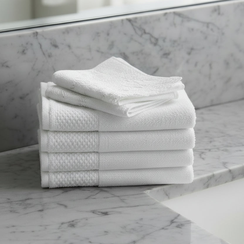 GRM Collection White Cotton Lyocell Blend Towels