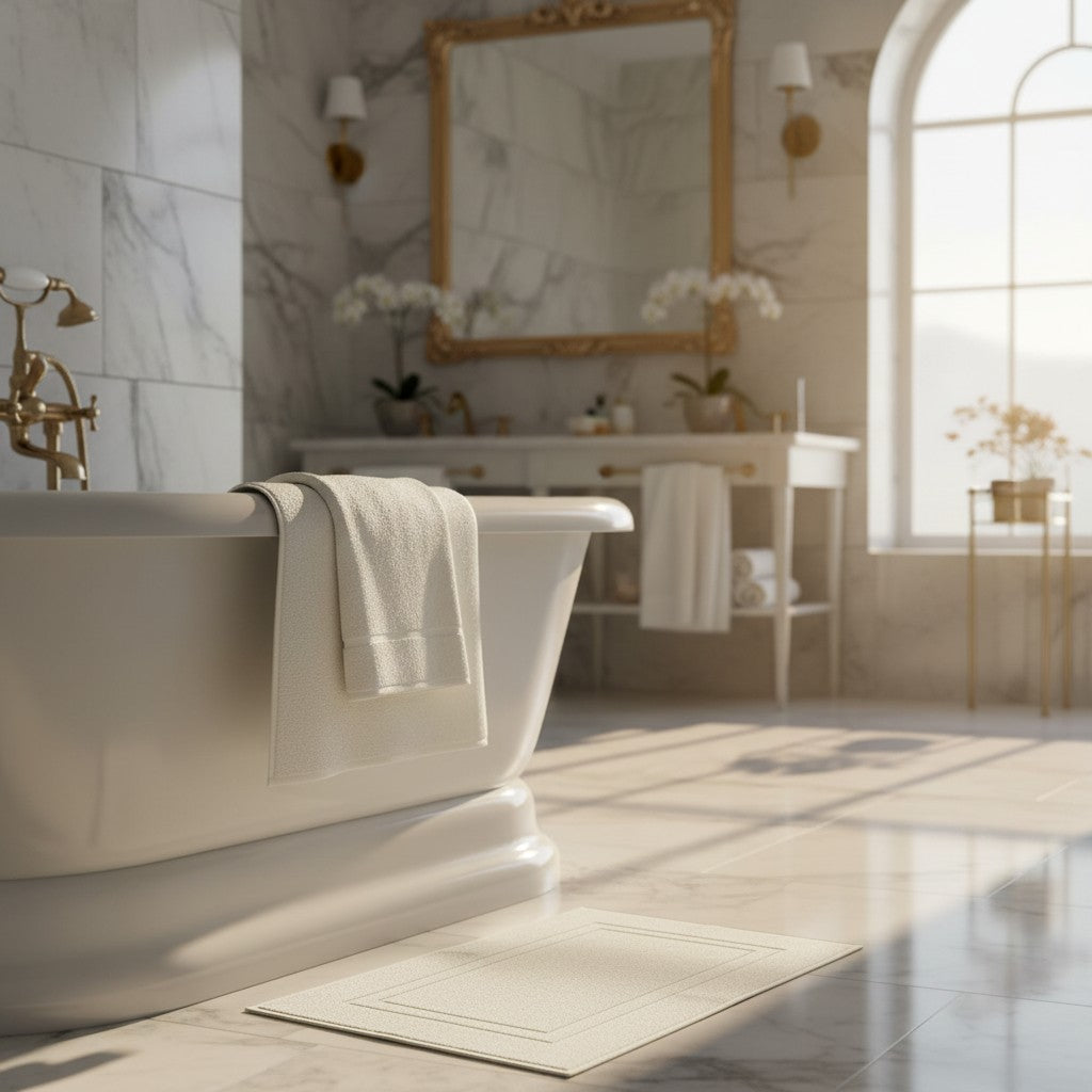 GRM Collection White Cotton Lyocell Blend Towels