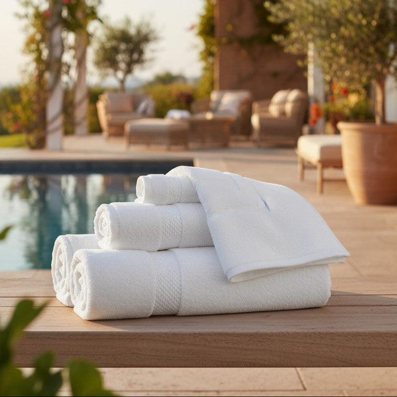 GRM Collection White Cotton Lyocell Blend Towels