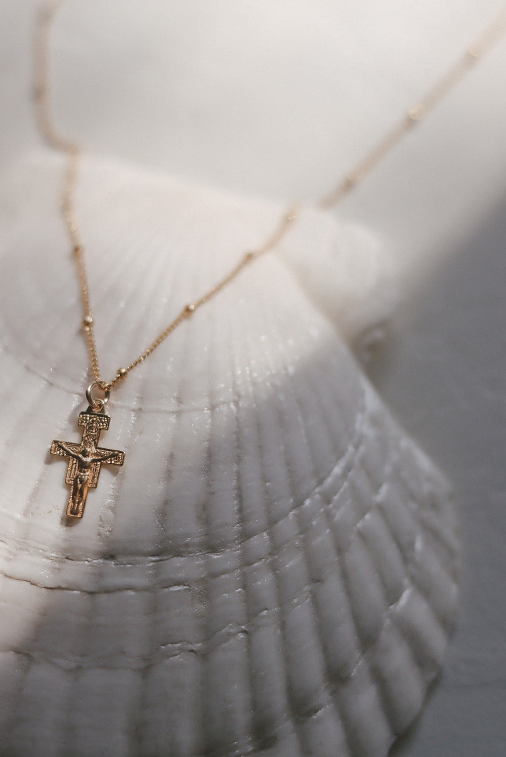 San Damiano Crucifix Necklace in Gold Vermeil