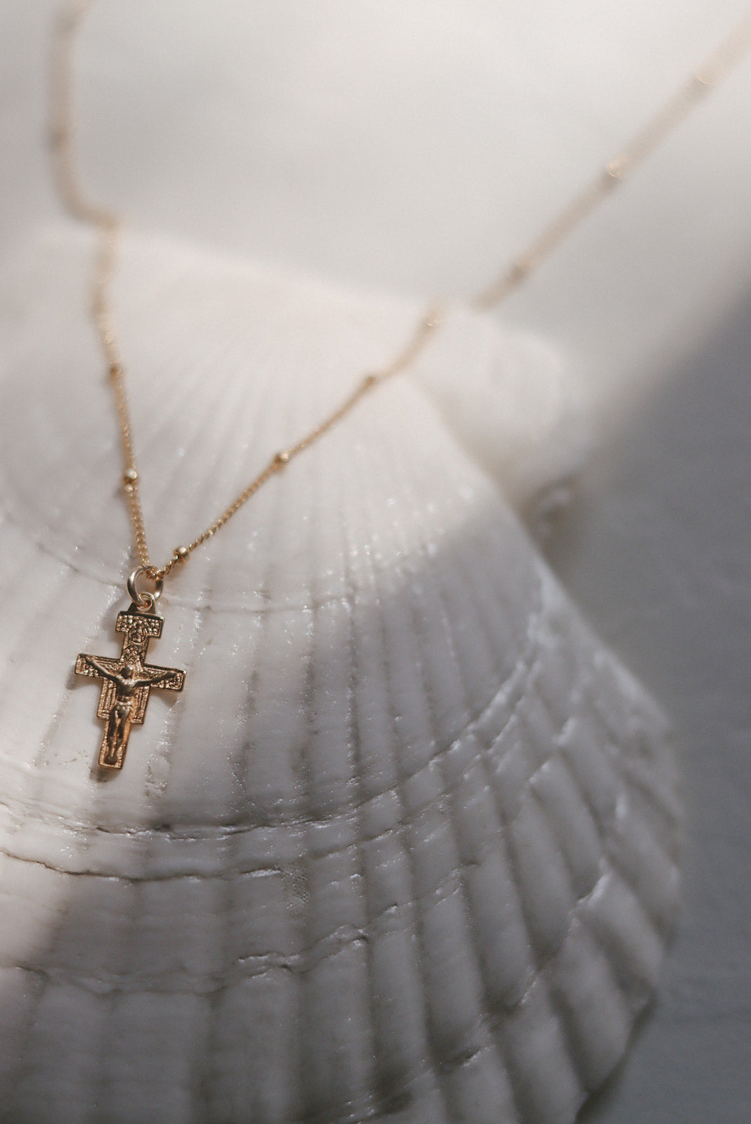 San Damiano Crucifix Necklace in Gold Vermeil