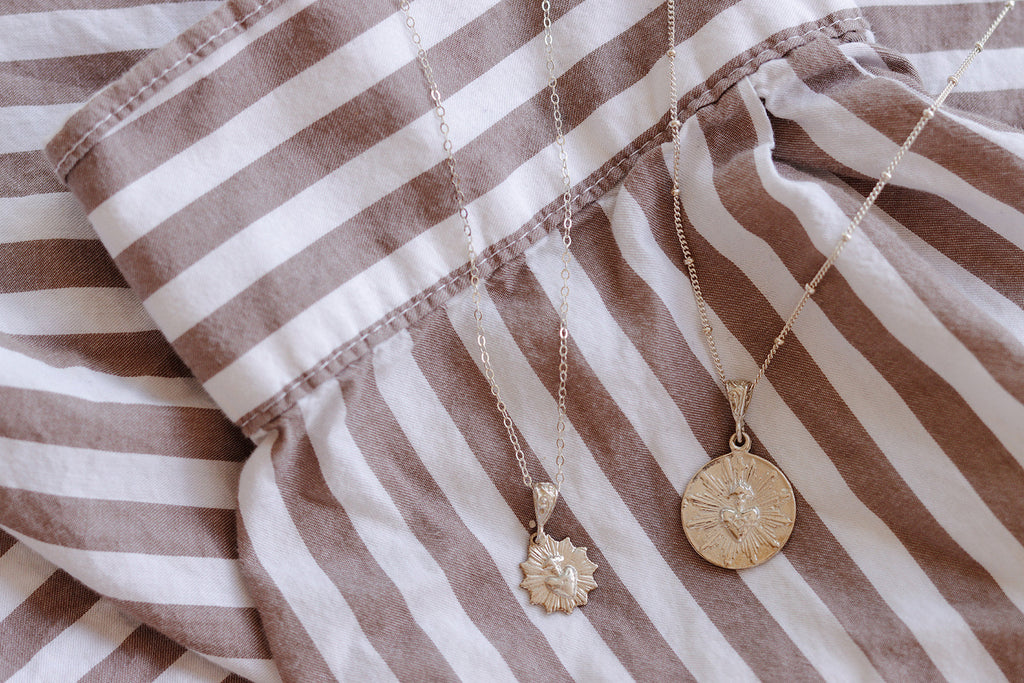 Most Sacred Heart Coin Necklace in Silver