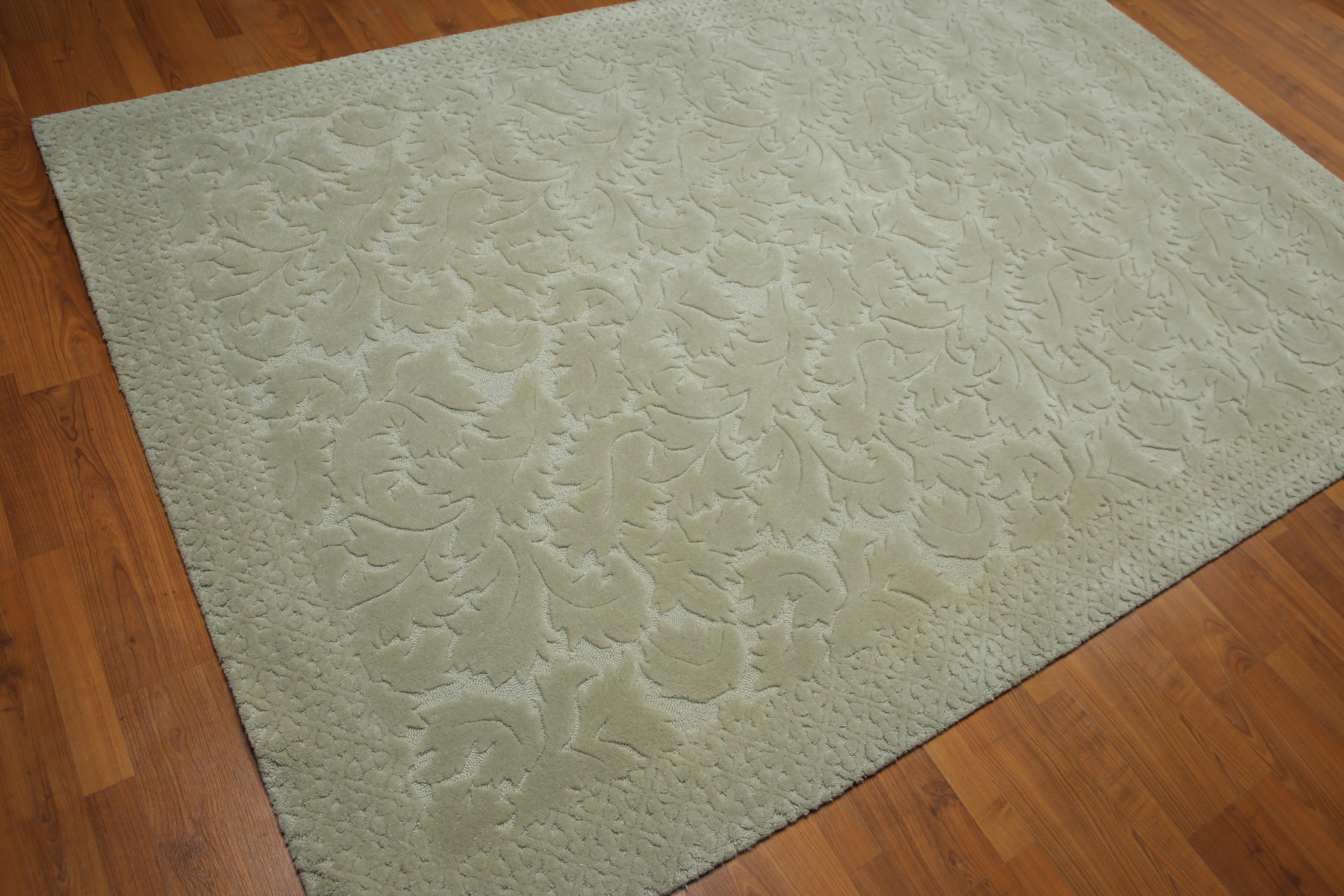 5'8" x 8'9" Machine Made High Low Modern Oriental Wool Rug Gray Tone on Tone Color