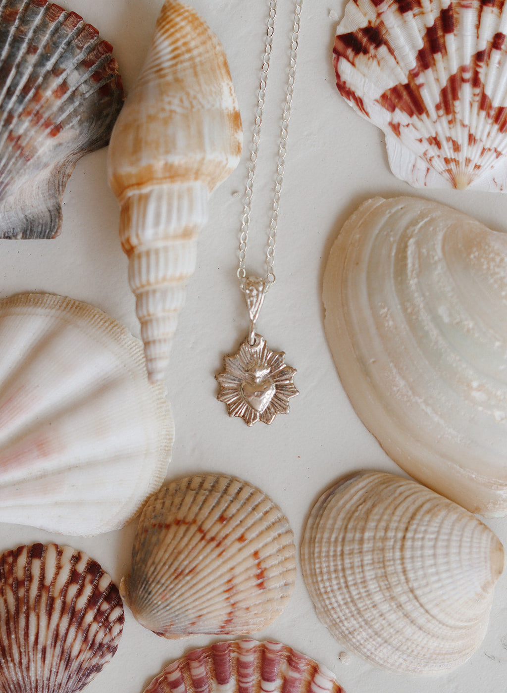 Most Sacred Heart Scalloped Necklace in Silver