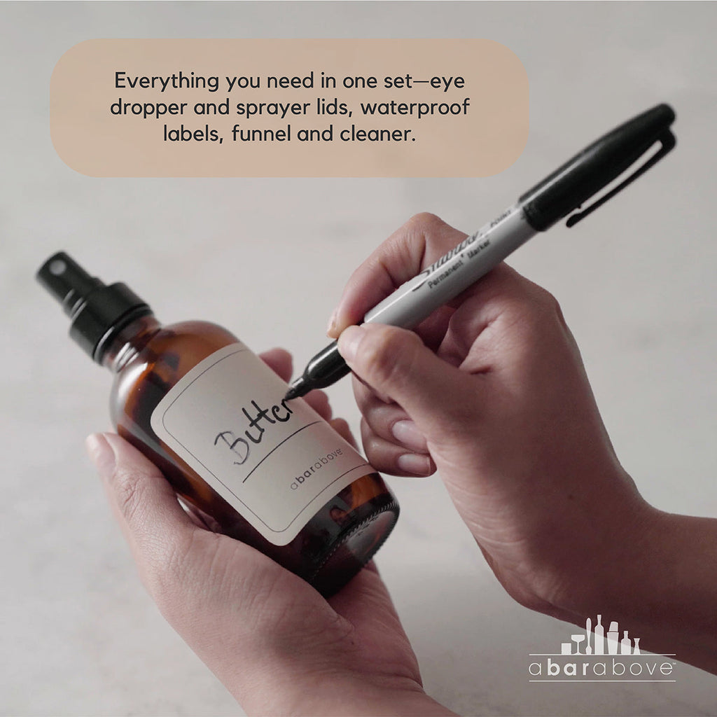 Atomizer / Eye Dropper Bottle Set - Amber