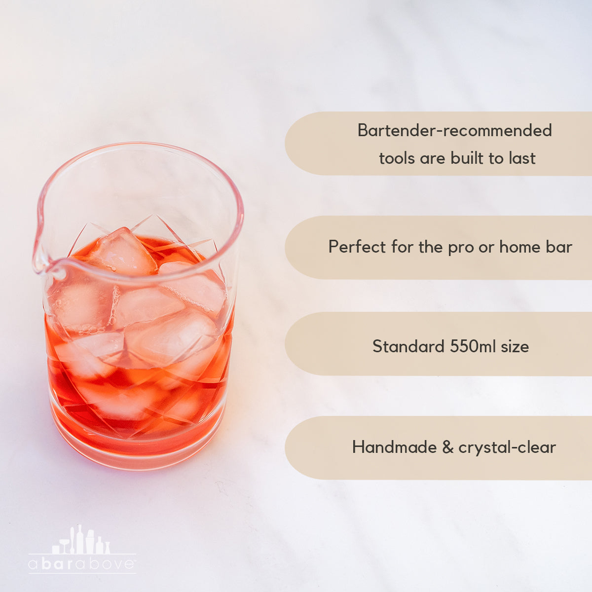 Cocktail Mixing Glass - Diamond Cut Design