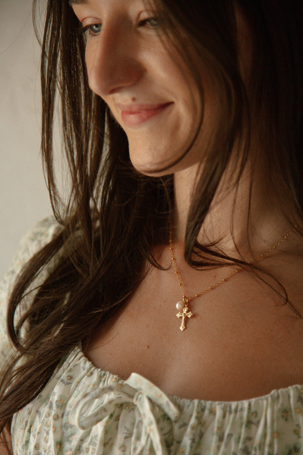 Pearl Crucifix Necklace