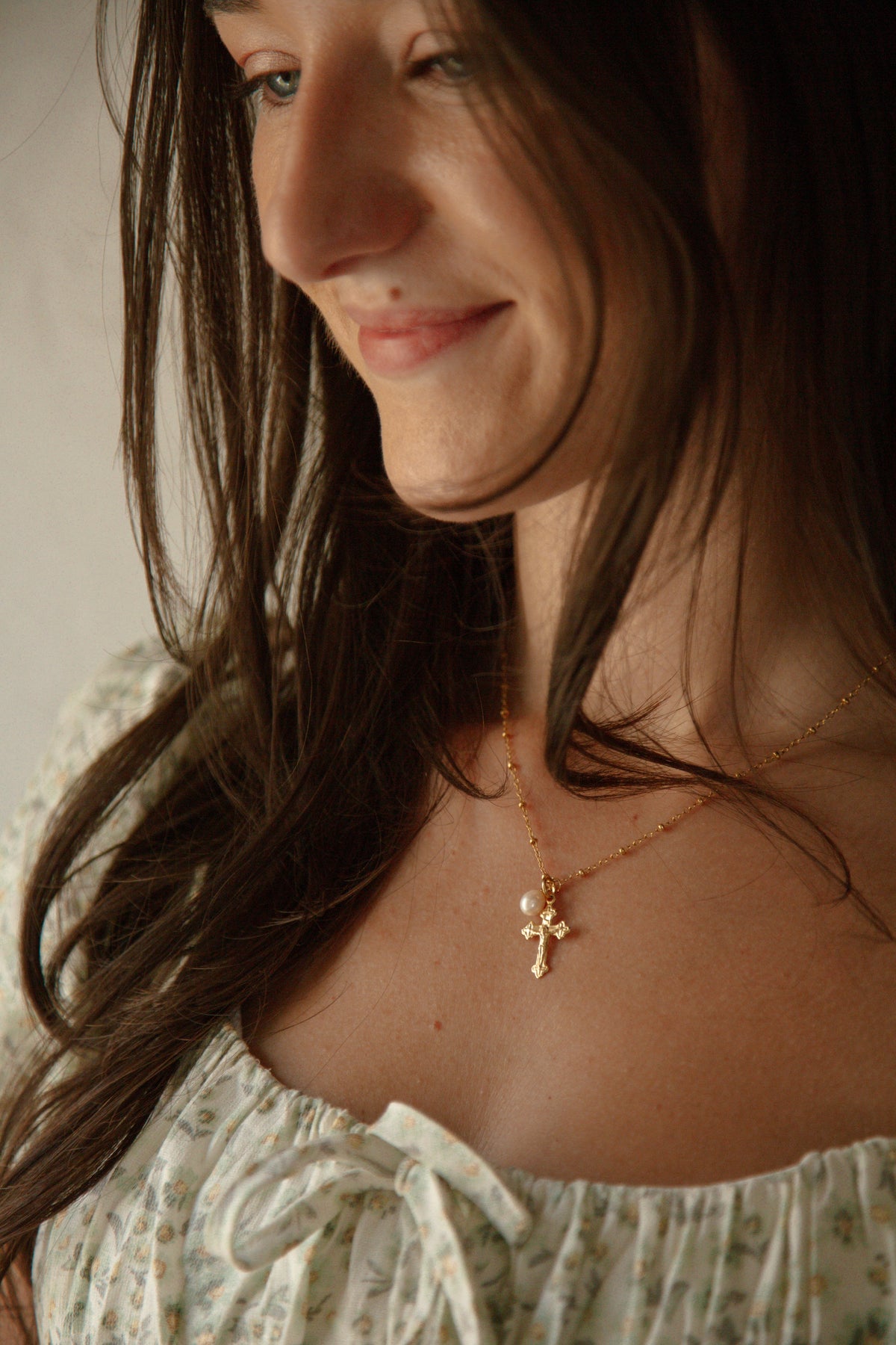 Pearl Crucifix Necklace