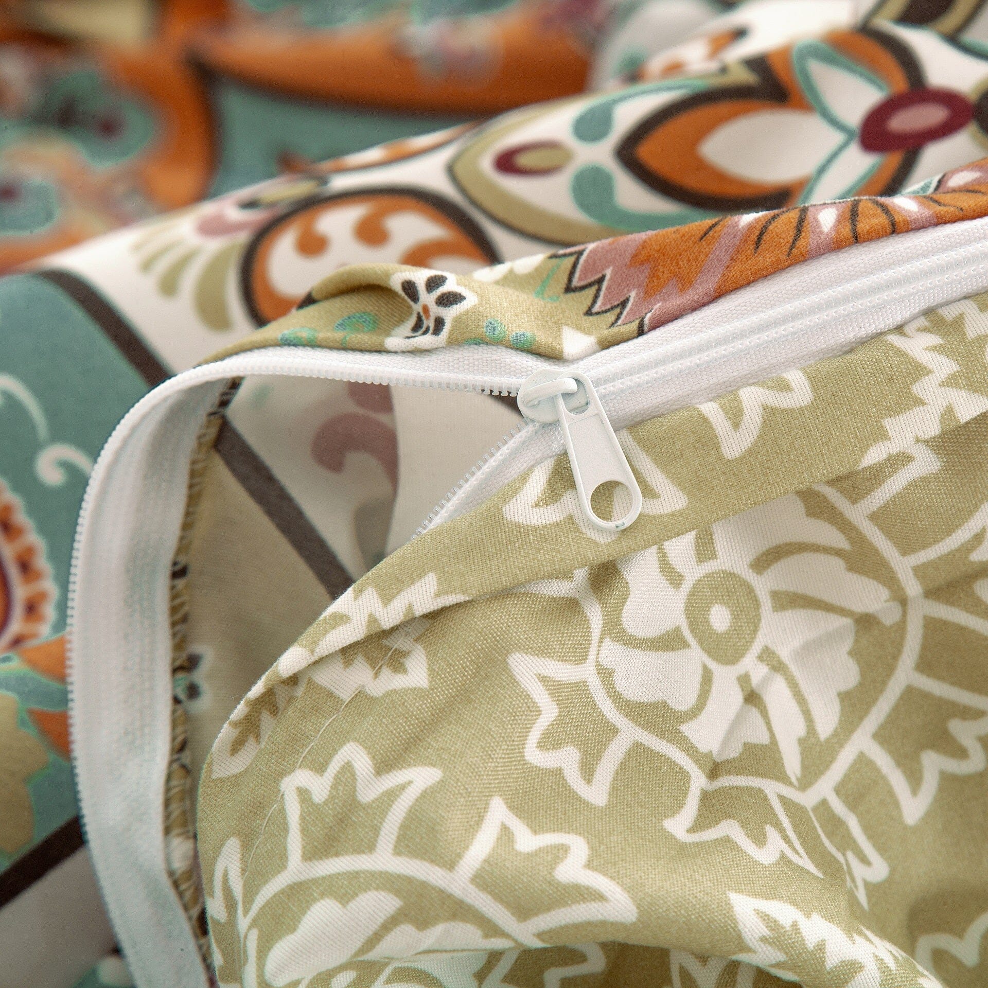 DaDalogy Coral Teal Floral Paisley Duvet Cover Set