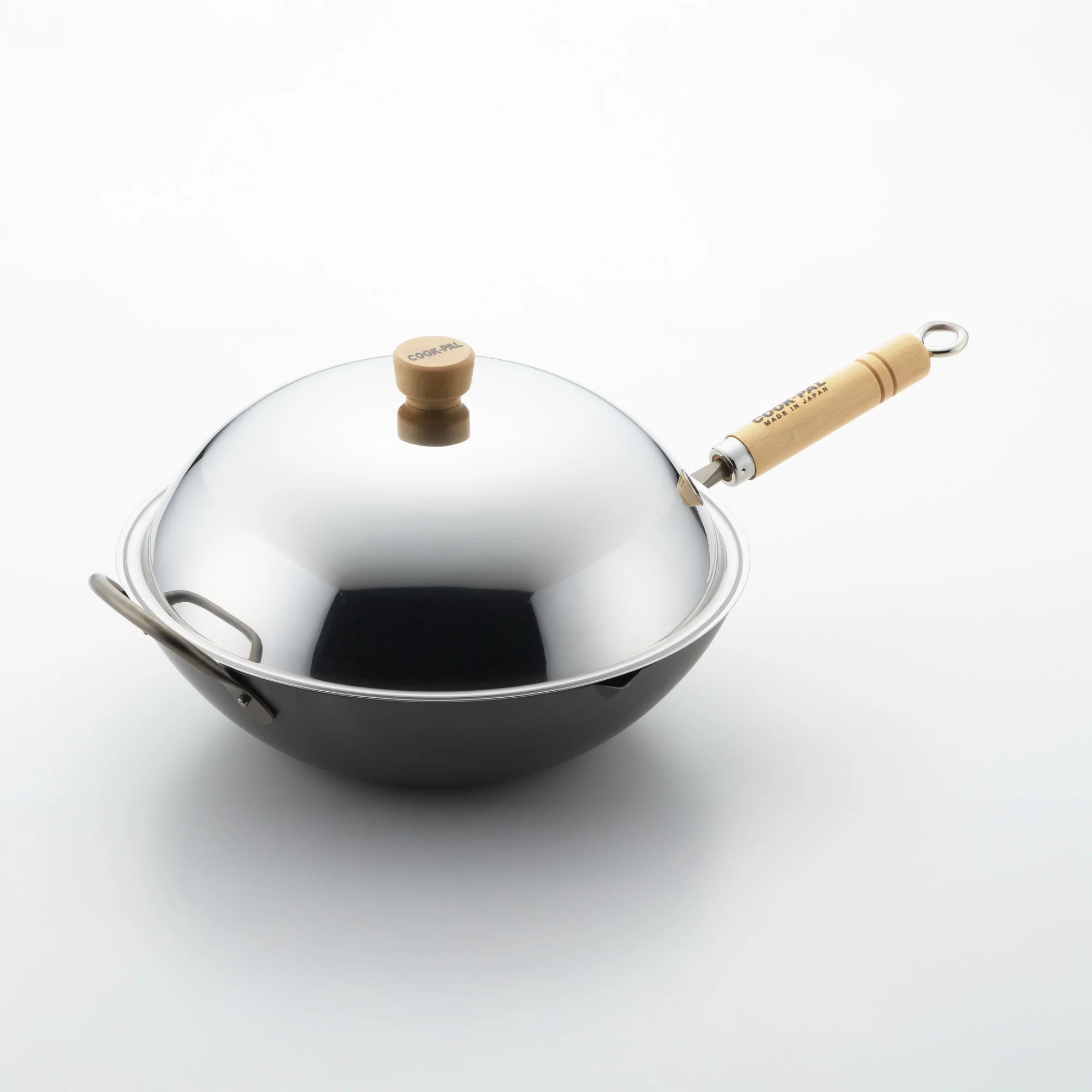 Yoshikawa 36cm Carbon Steel Wok with Stainless Steel Lid – Japan
