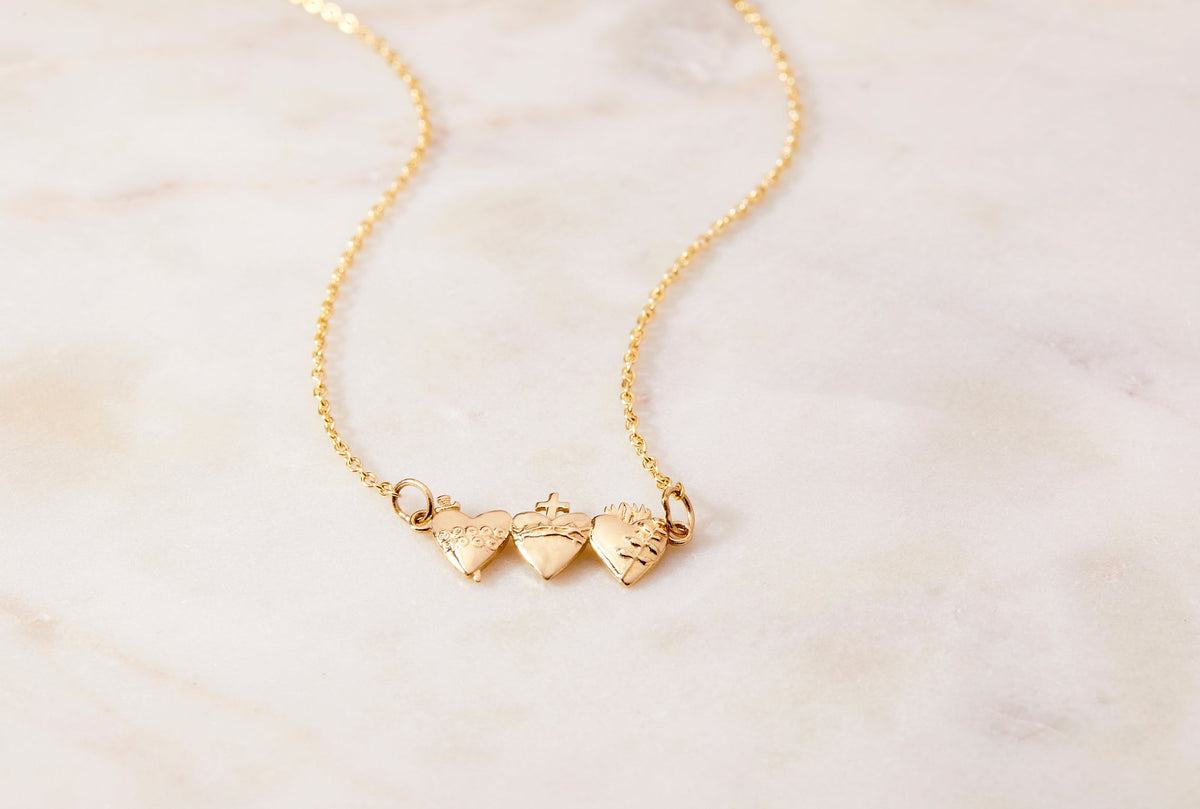 Holy Family Hearts® in 14K Gold Tiny Version