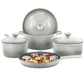 MegaChef 7 Piece Enameled Cast Iron Cookware Set in Gray