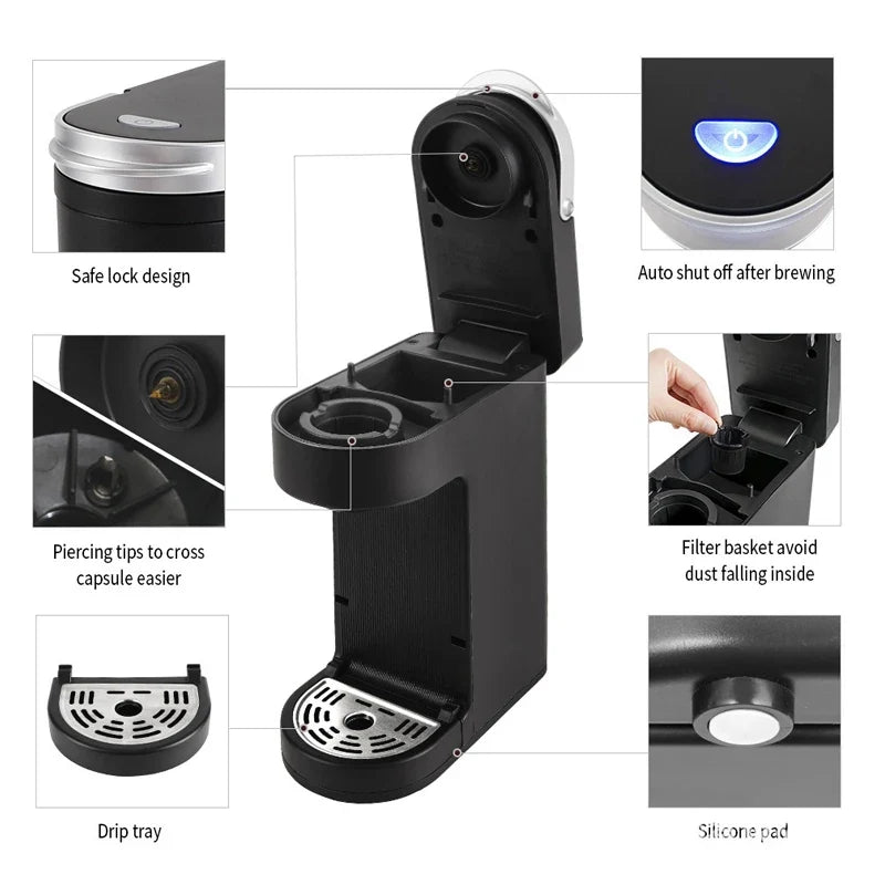 Cafe K- CUP Drip Coffee Maker Capsule Electric Travel Capsule Coffee Machine Ground Coffee Italian