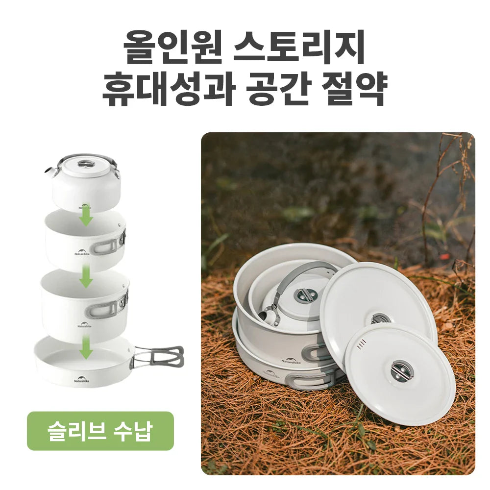 NNEOBA Camping Cookware Set – Ceramic Non-Stick Pots, Pan & Kettle Kit