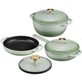 Sage 6-Piece Non-Stick Cast Iron Cookware Set - Skillet Grill Pan Dutch Oven
