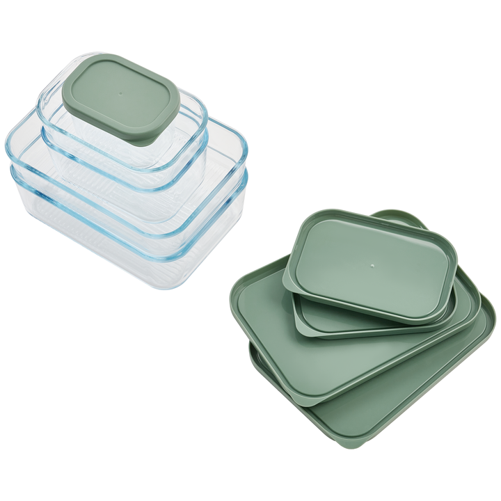 Container Culture 6-Piece Airtight Glass Food Storage Containers with Lids, 3 x 17.6oz - Soft Sage