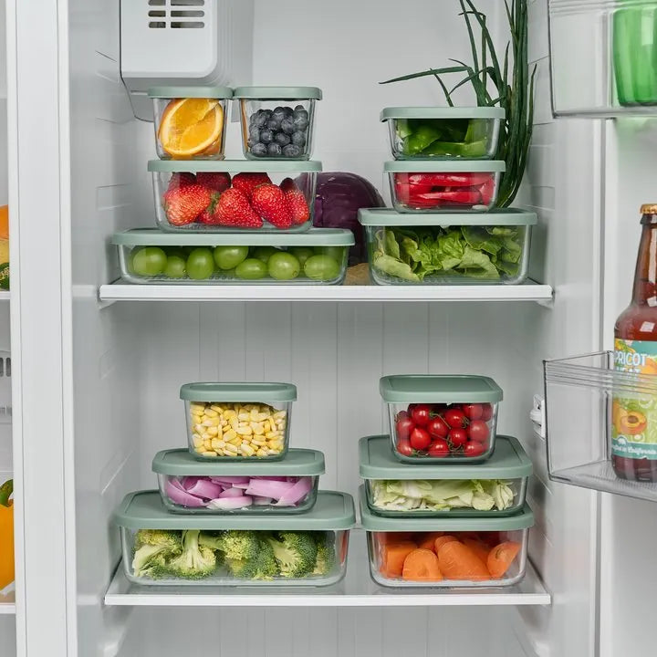 Container Culture 12-Piece Airtight Glass Food Storage Containers with Lids, 6 x 10.5oz - Soft Sage
