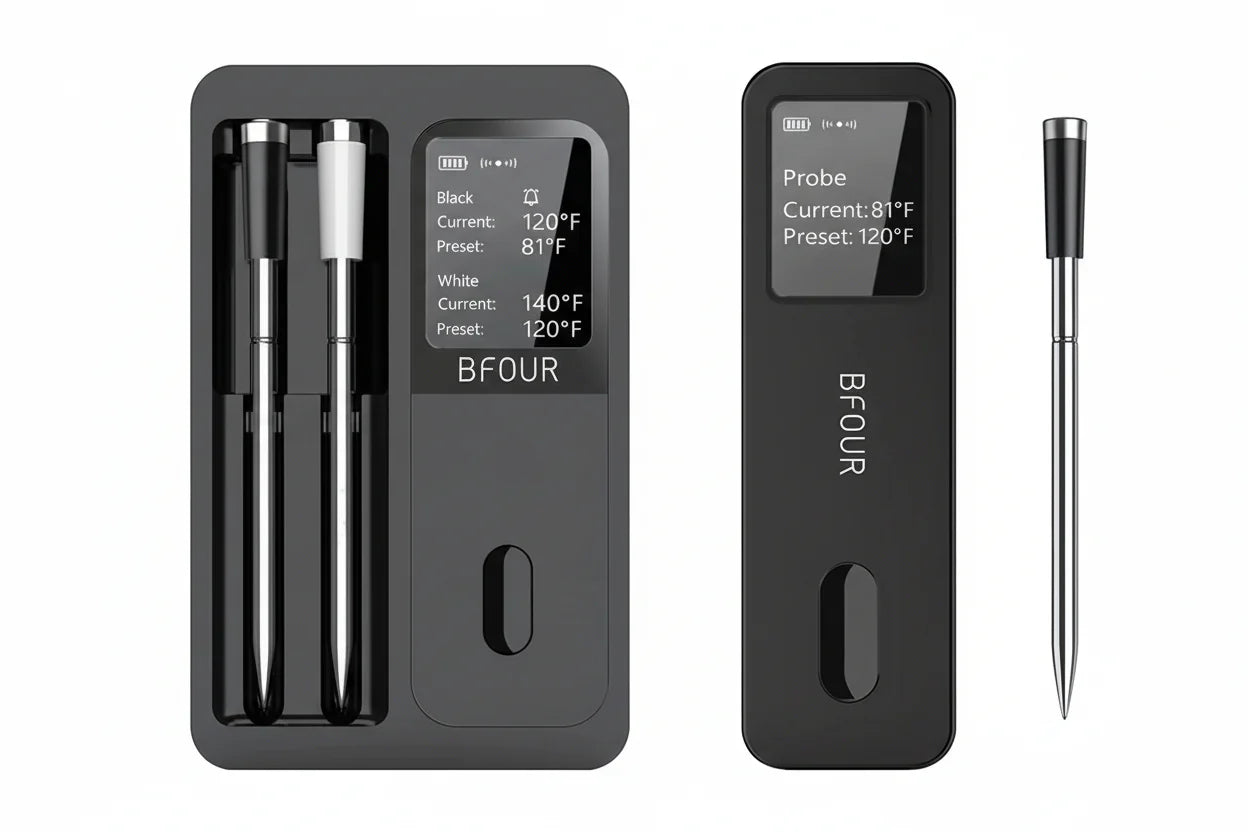 NNEOBA Wireless Bluetooth Meat Thermometer – Digital BBQ & Grill Thermometer with Waterproof Probes