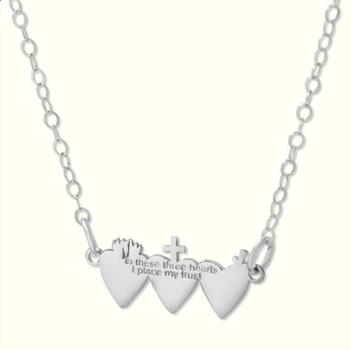 Holy Family Hearts® in Sterling Silver Tiny Version