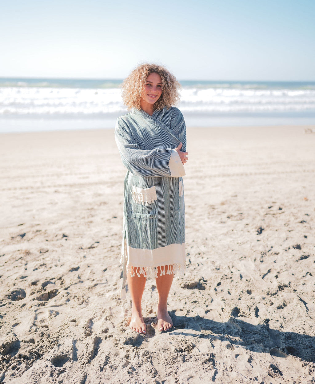 Chevron Cotton Turkish Bathrobe – 100% Turkish Cotton Chevron Weave Unisex Robe (S/M, L/XL)