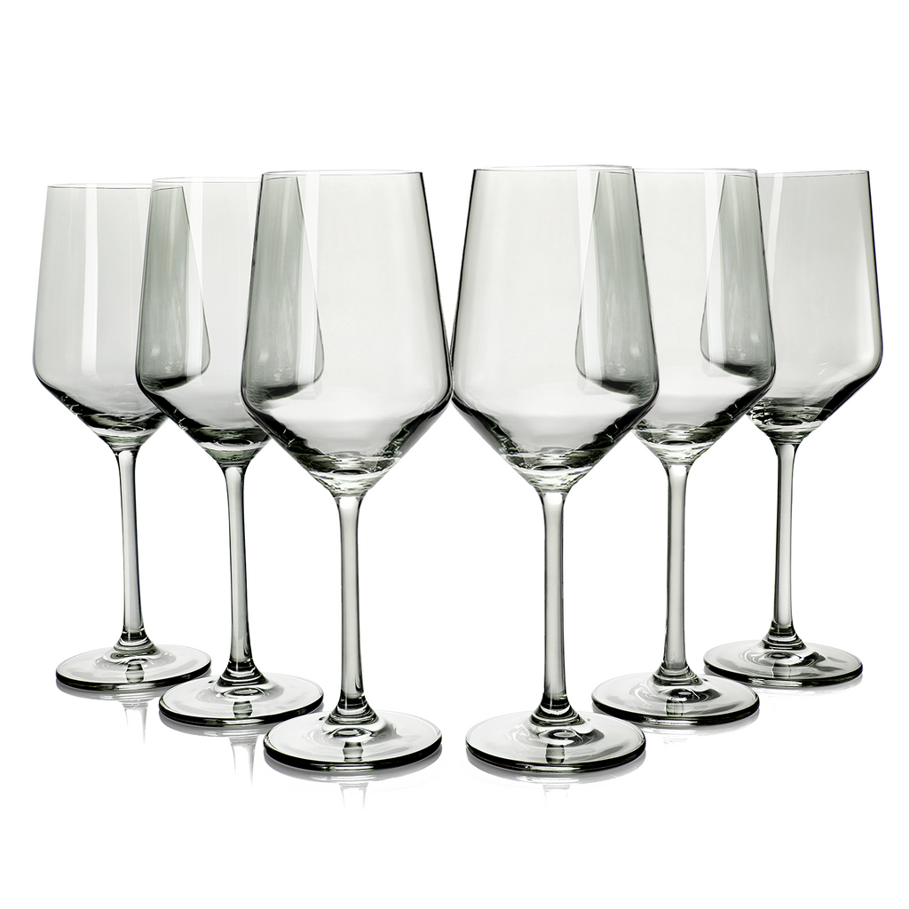 Colored Wine Glass Set, 12oz Glasses Set of 6 (Smoke Grey)