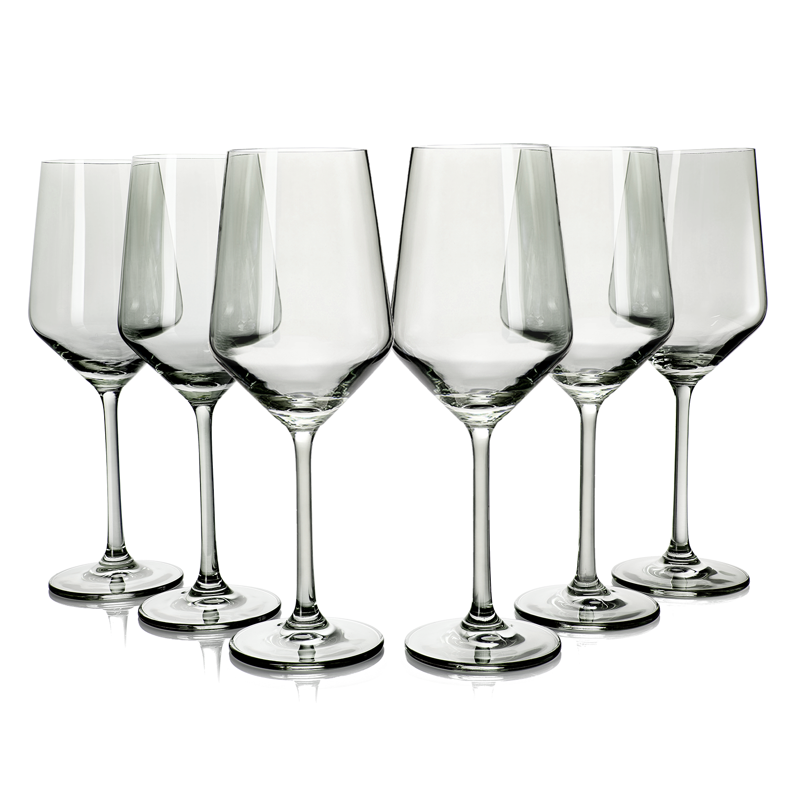 Colored Wine Glass Set, 12oz Glasses Set of 6 (Smoke Grey)