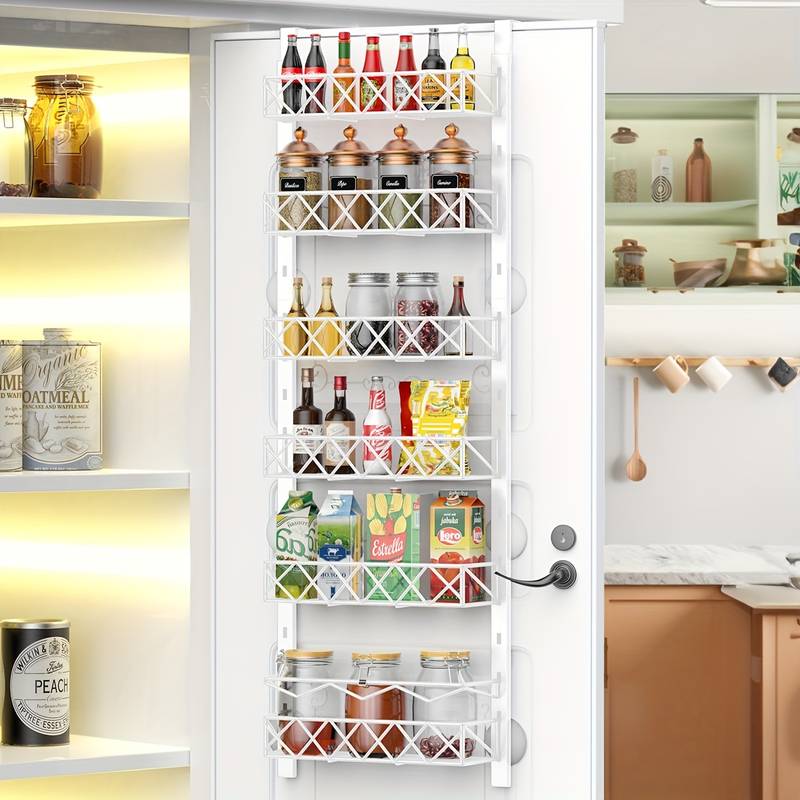 NNEDSZ 6 Tier Adjustable Baskets Over Door Pantry Organiser for Home Kitchen