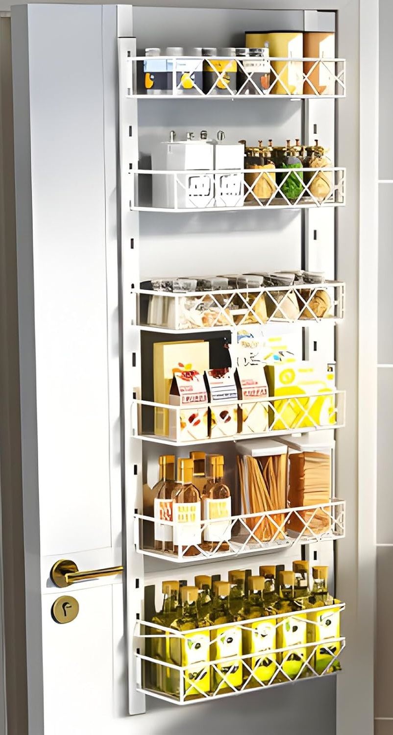 NNEDSZ 6 Tier Adjustable Baskets Over Door Pantry Organiser for Home Kitchen