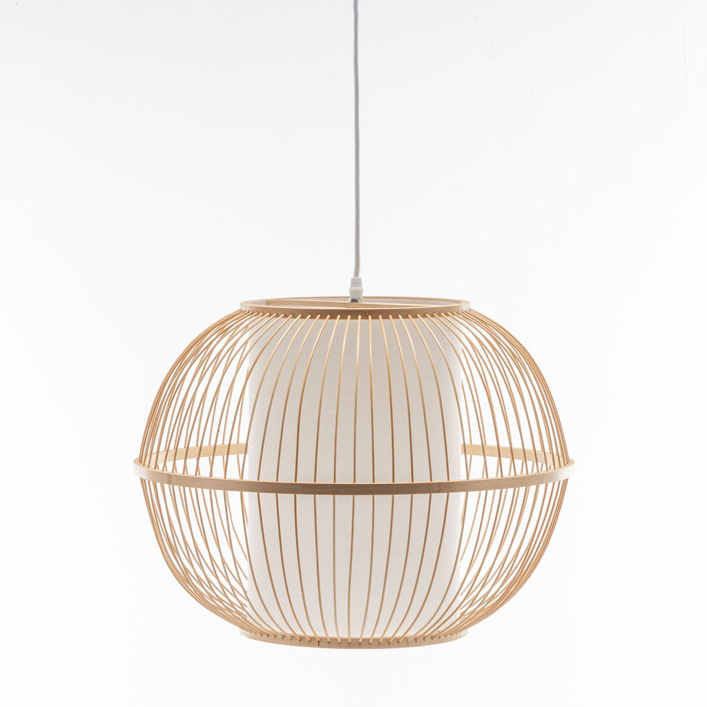 NNEDSZ Natural Woven Bamboo Sphere Pendant Lamp Hanging Light Bell Shade Boho Tropical