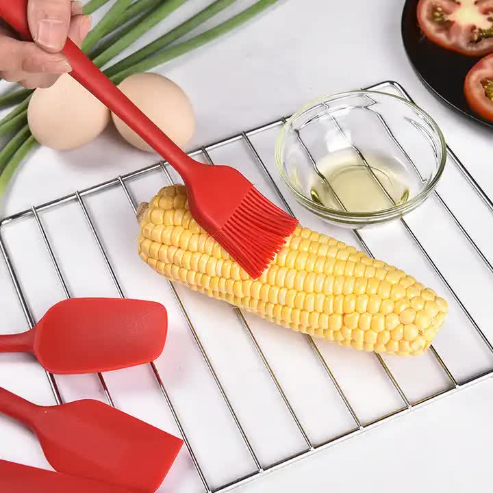 NNEDSZ 6-Piece Silicone Kitchen Utensil Set - Heat Resistant Baking Tools with Spatulas, Spoon, and Brush (Green)(2 set/12PCS)